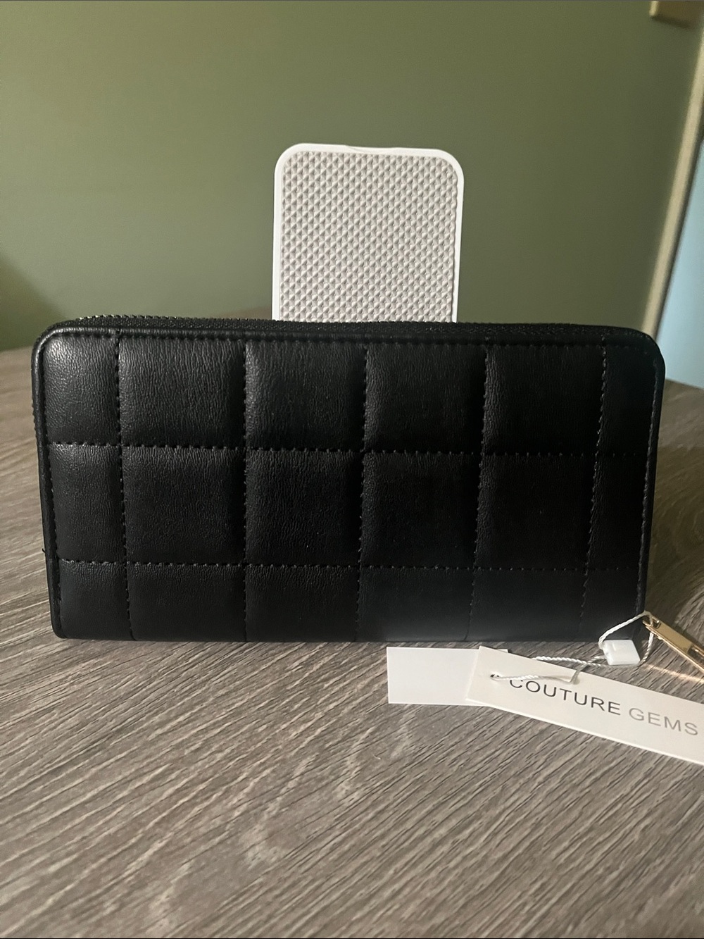 Couture Gems Black Quilted Studded Wallet NWT - Picture 3 of 3